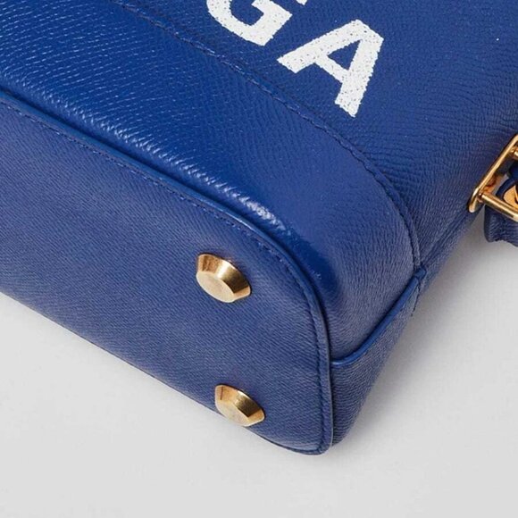 Balenciaga Blue Stamped Calfskin Leather Small Ville Satchel Bag - Picture 4 of 12